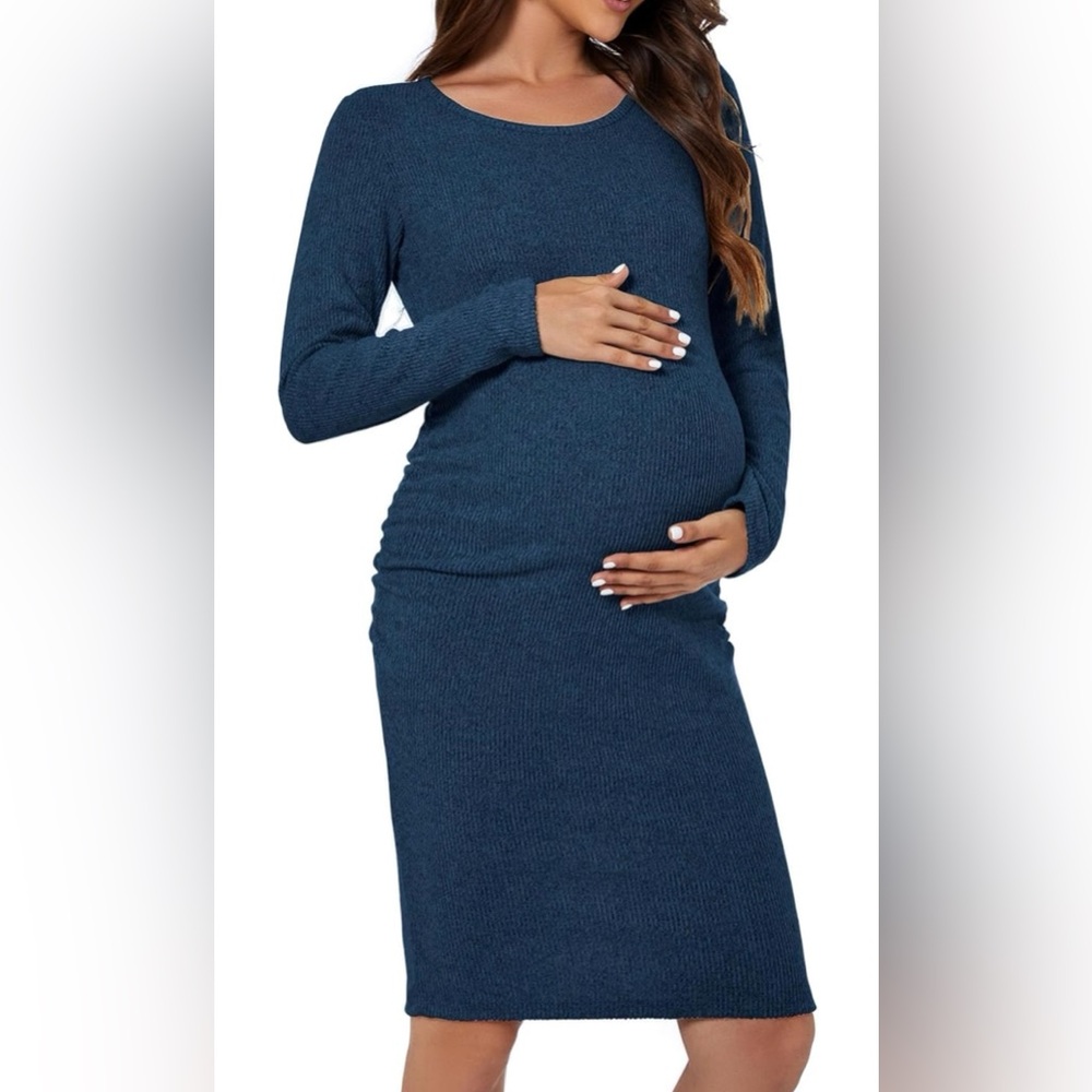 Maternity Knit Dress in Navy